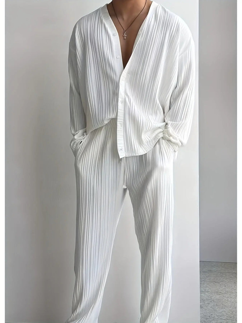 AURÉLIA Herren Eleganter Strandanzug (Langarmshirt + Hose) Dropshipman