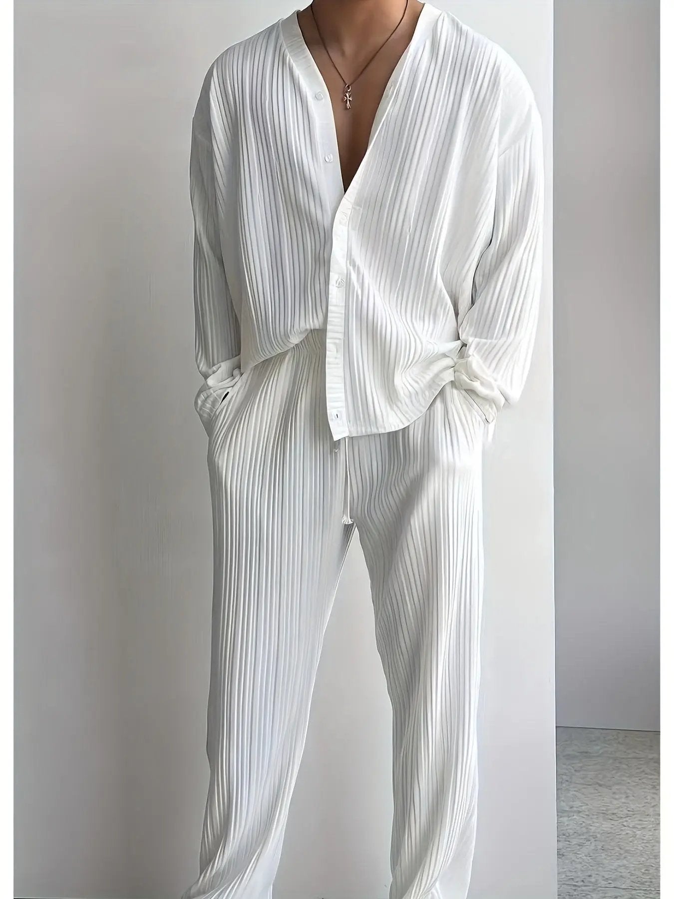 AURÉLIA Herren Eleganter Strandanzug (Langarmshirt + Hose) Dropshipman