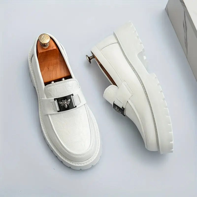 AURÉLIA Herren Slip-On Loafers - Weisse bequeme Kunstlederbezug Schuhe Dropshipman