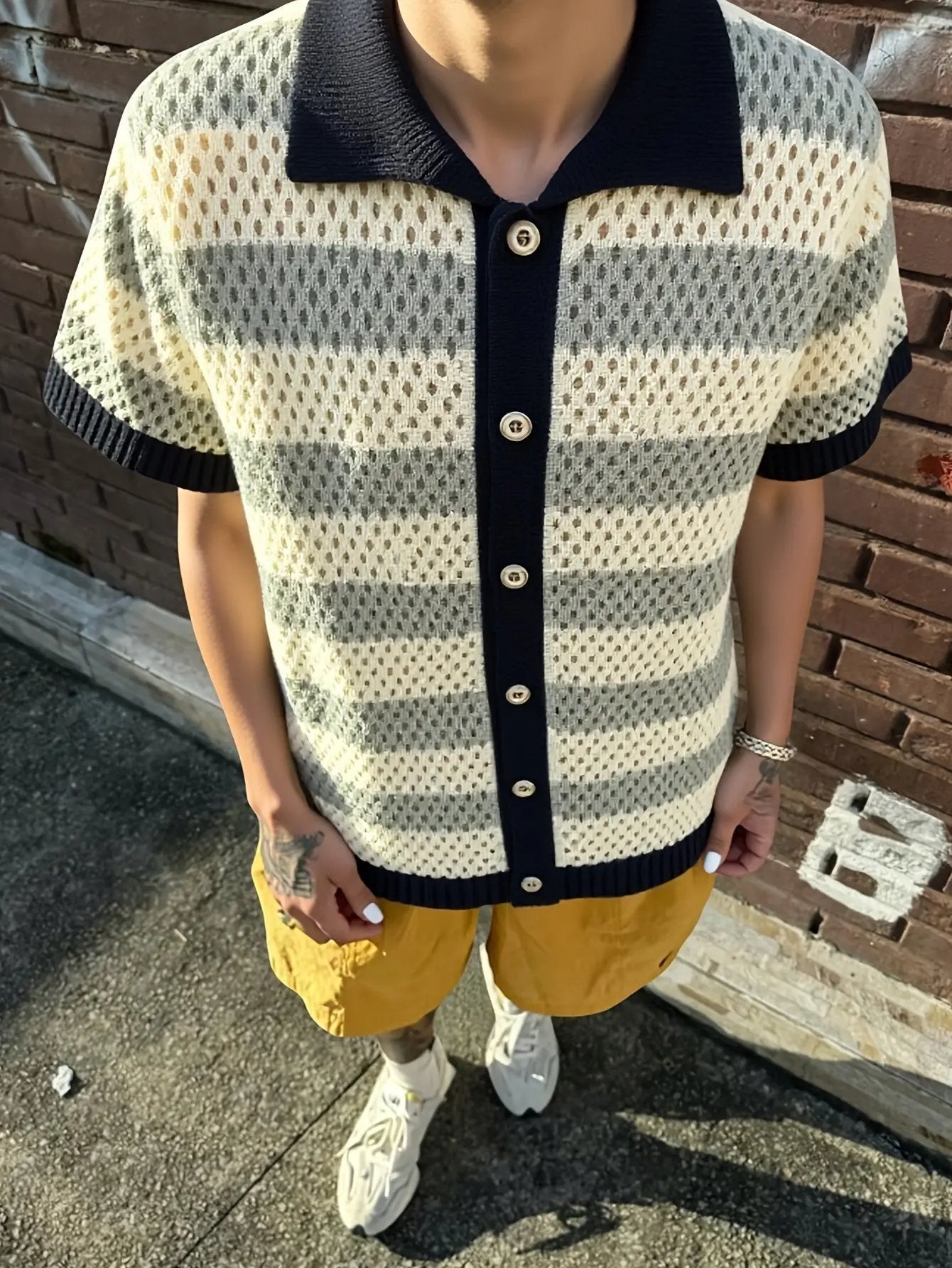 AURÉLIA Herren Strickjacke - Kurzarm, Atmungsaktiver Pullover Dropshipman