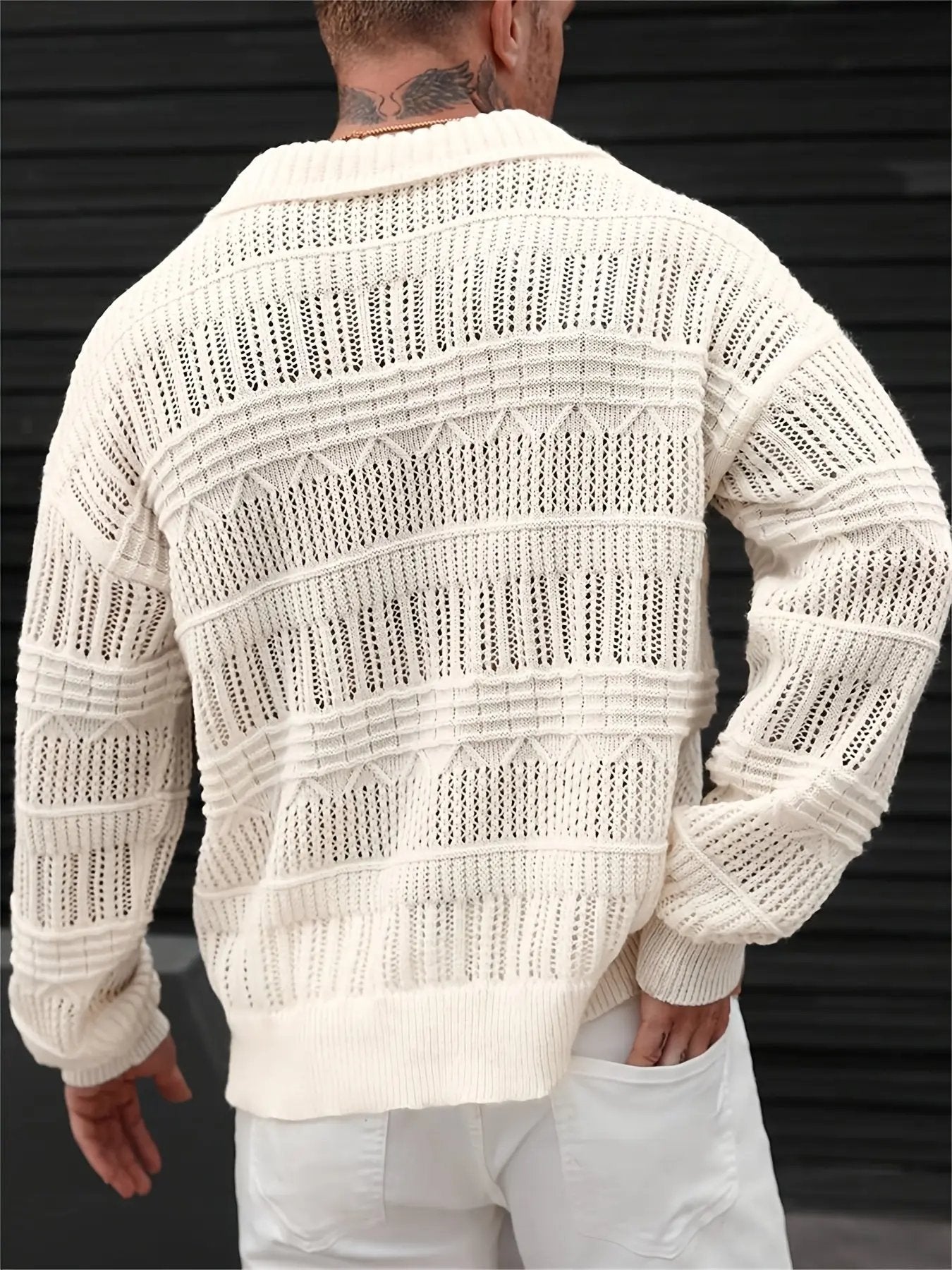 AURÉLIA Herren Strickpullover für Herbst mit Kragen Dropshipman