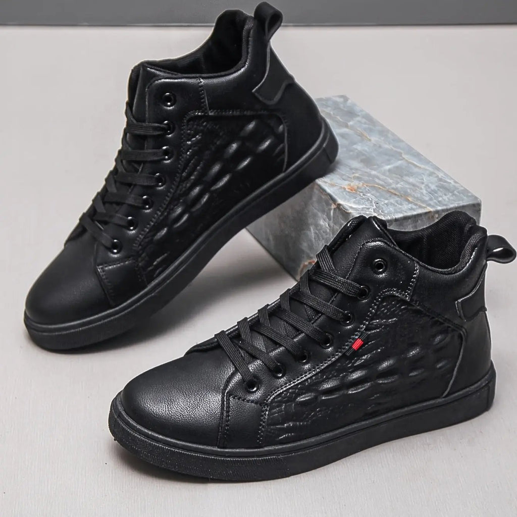 AURÉLIA Stilvolle Schwarze Sneaker für Herren - Atmungsaktiv & mit Roten Akzenten Dropshipman