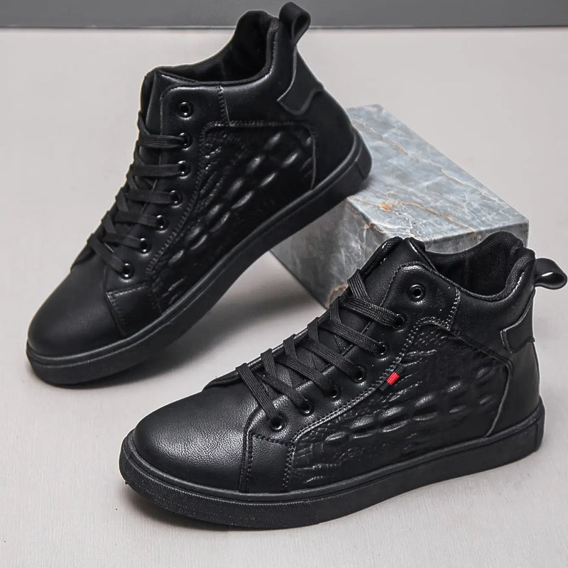 AURÉLIA Stilvolle Schwarze Sneaker für Herren - Atmungsaktiv & mit Roten Akzenten Dropshipman