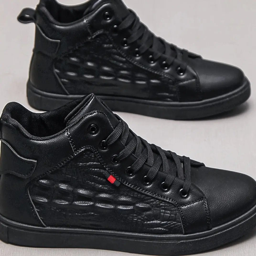 AURÉLIA Stilvolle Schwarze Sneaker für Herren - Atmungsaktiv & mit Roten Akzenten Dropshipman