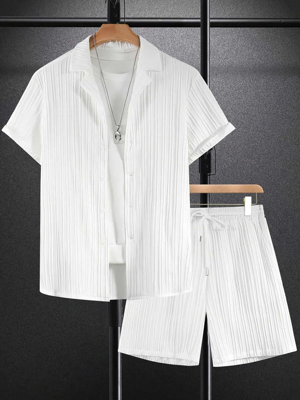 AURÉLIA Zweiteiliger Herren-Freizeitanzug (Kurzarmhemd + Shorts) Dropshipman