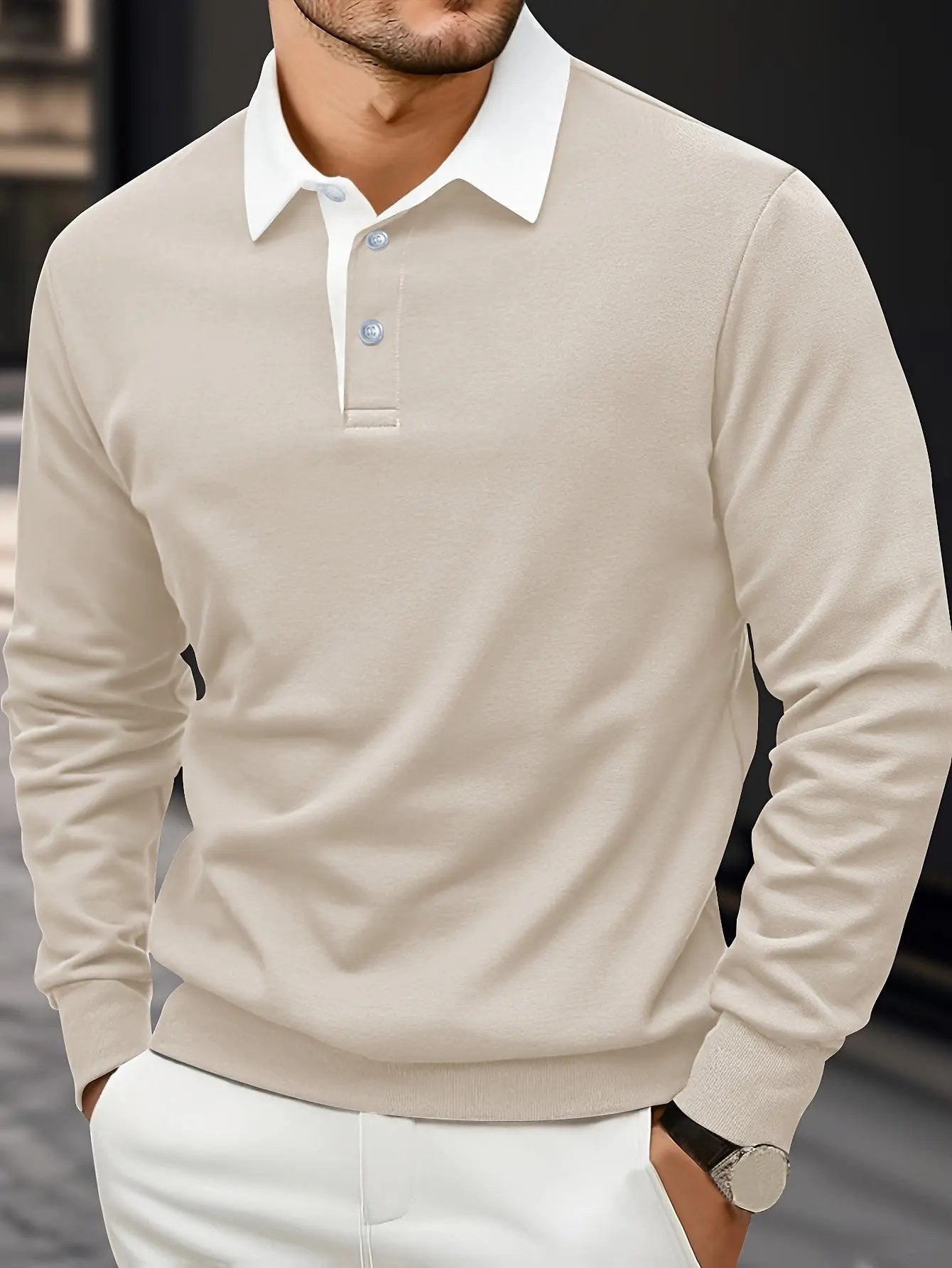 Herren Casual Stylish Polo Shirt - Aus bequemem Polyester, mit langen Ärmeln und Kragen Dropshipman