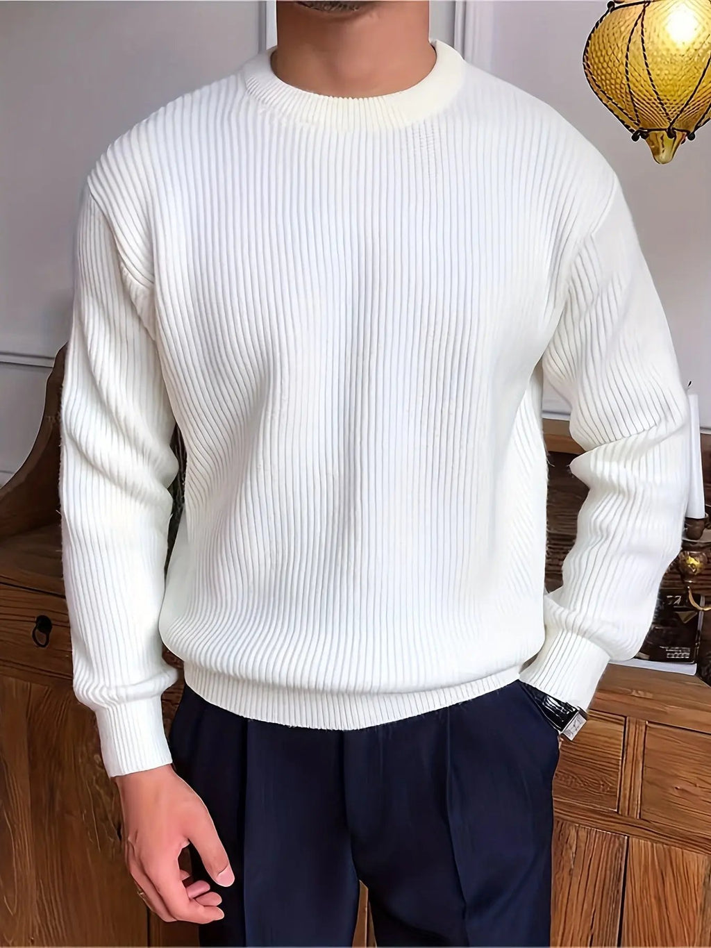 Herren Strickpullover - Langarm & Rundhalsausschnitt - Mittlere Dehnbarkeit Dropshipman