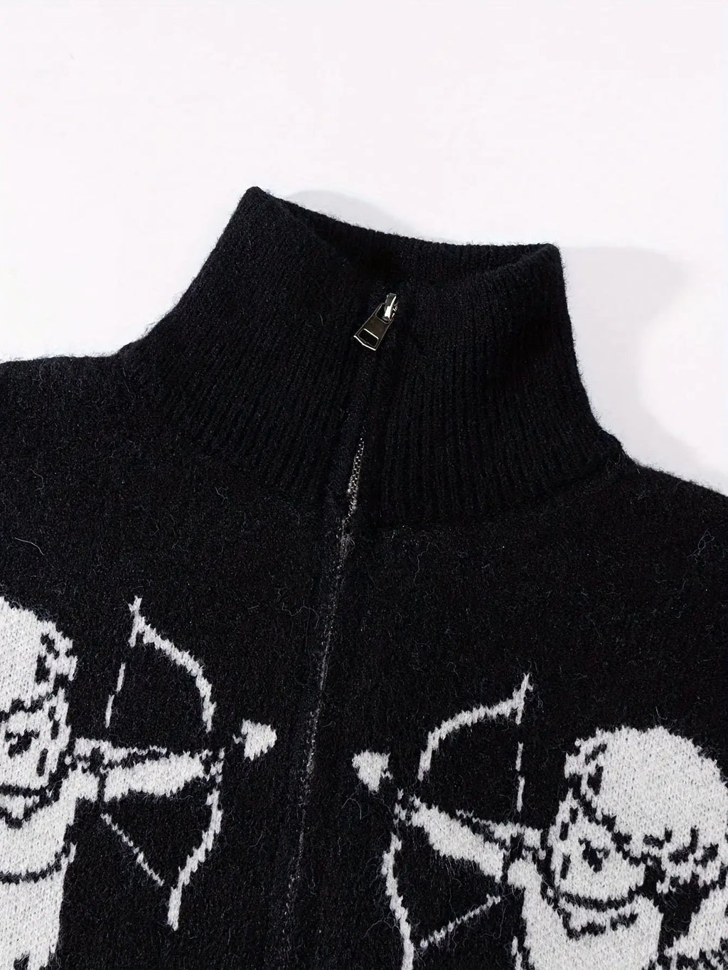 Herren Strickpullover mit Engelsflügel-Design – Vollreißverschluss, hoher Kragen Dropshipman