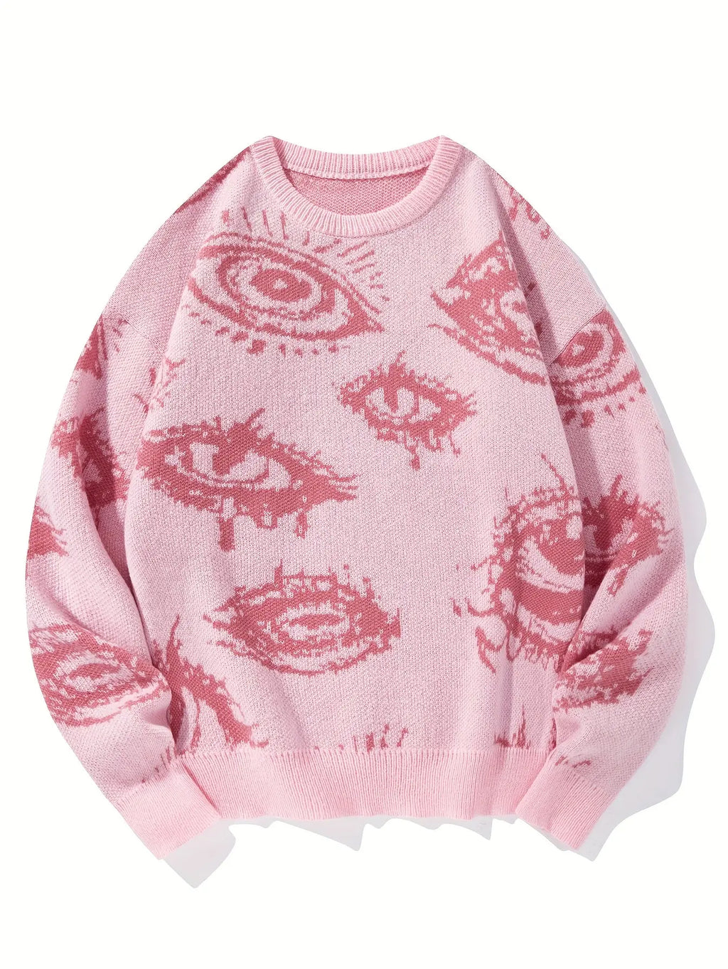 Unisex Halloween Teufel Auge Pullover Sweatshirt, Rundhalsausschnitt Langarm Strickoberteil mit Asymmetrischem Detail, Regular Fit Polyester Pullover für Herbst/Winter Party Dropshipman