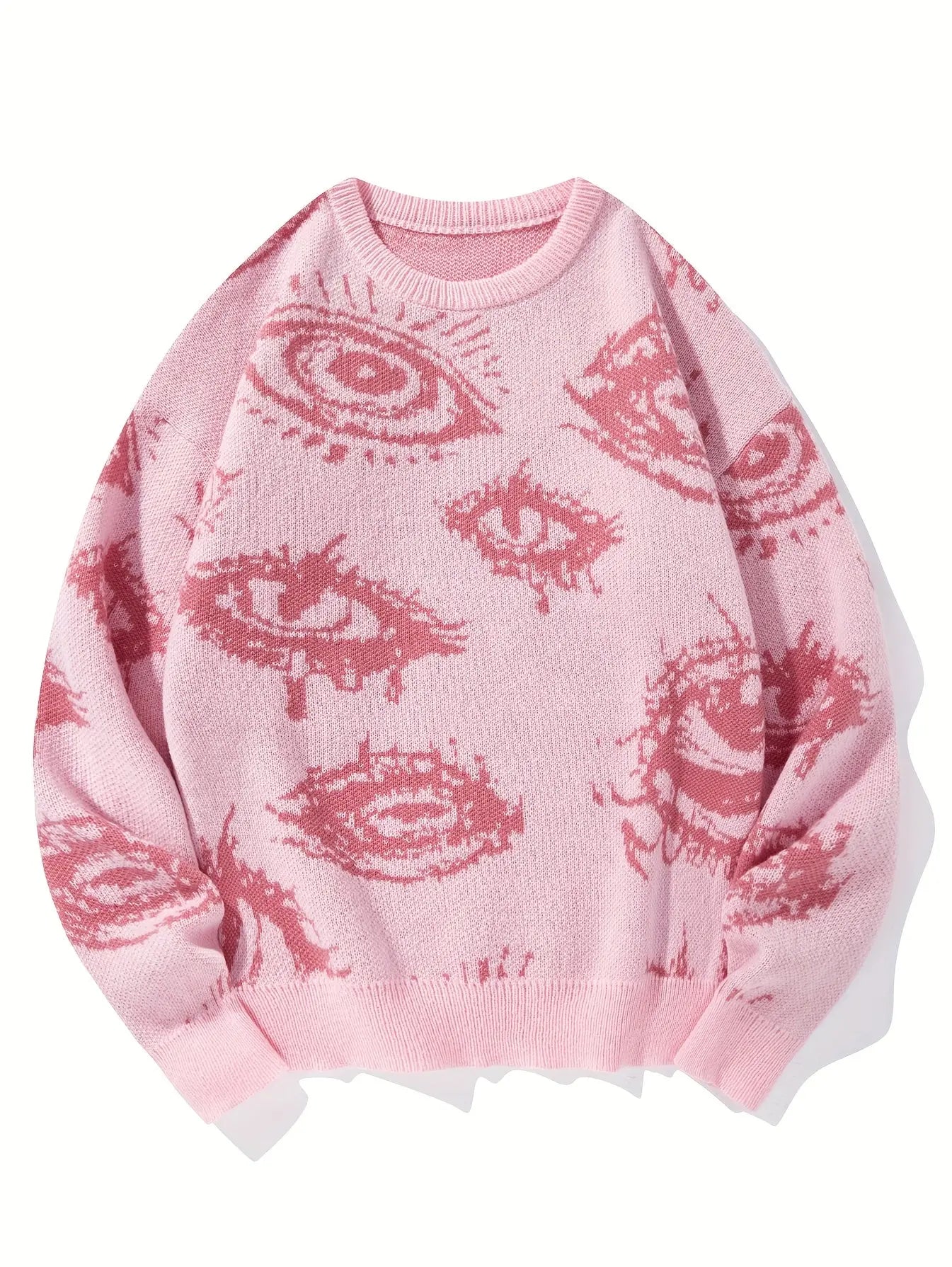 Unisex Halloween Teufel Auge Pullover Sweatshirt, Rundhalsausschnitt Langarm Strickoberteil mit Asymmetrischem Detail, Regular Fit Polyester Pullover für Herbst/Winter Party Dropshipman