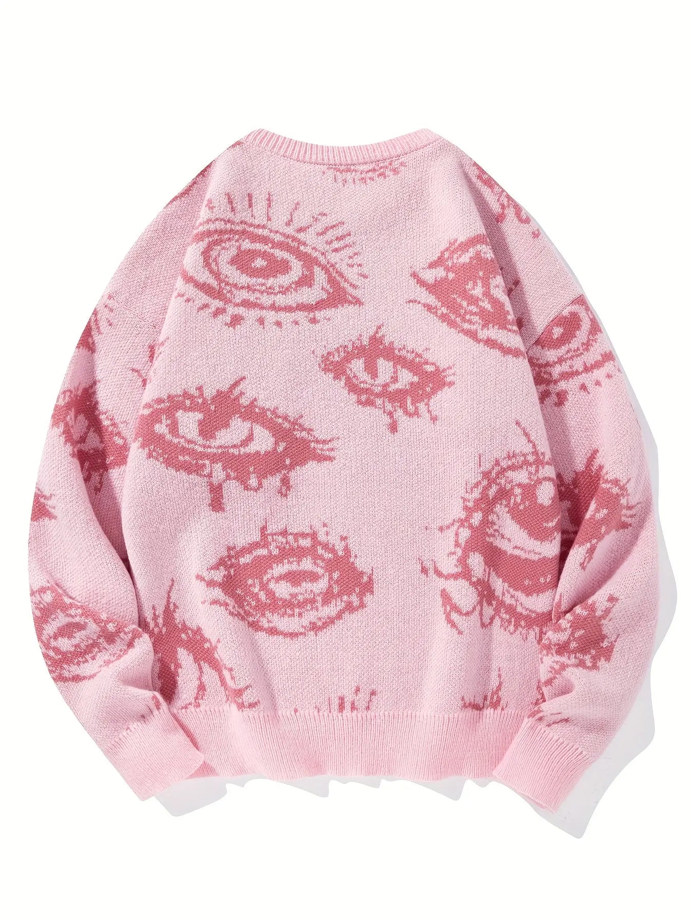 Unisex Halloween Teufel Auge Pullover Sweatshirt, Rundhalsausschnitt Langarm Strickoberteil mit Asymmetrischem Detail, Regular Fit Polyester Pullover für Herbst/Winter Party Dropshipman